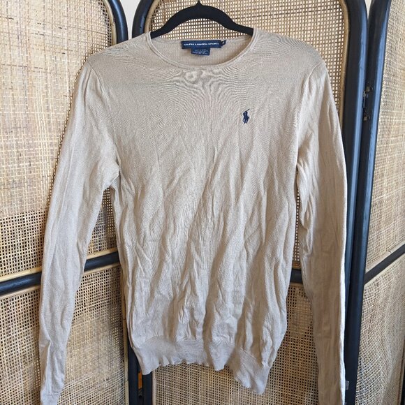 Ralph Lauren Sport beige cotton / silk lightweight sweater, GUC, M - Picture 1 of 7